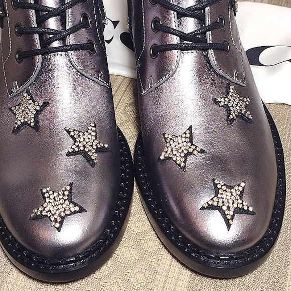 NEW! Coach Watts πStar Embellishments Metallic Pewter Boots - Picture 3 of 16